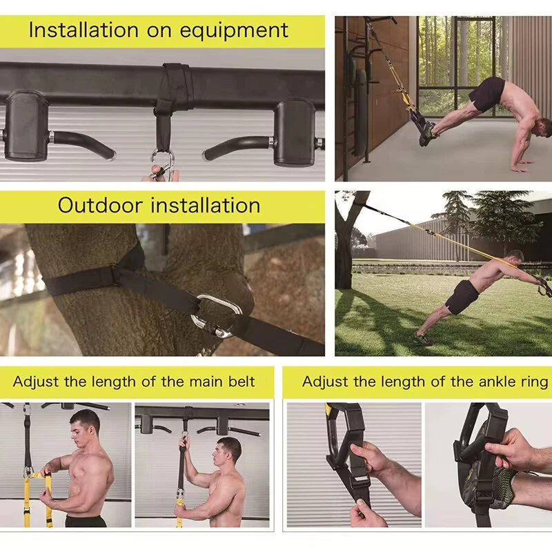 (image for) 400kg Max Capacity 2.1m Length Resistance Band Set with Handles and Door Anchor Home Gym Full Body Workout Kit Anti-Snap Design