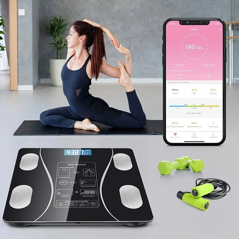 (image for) KALOAD® USB+Solar Powered Body Fat Scale BMI Scales Smart Wireless Digital Bathroom Weight Scale Body Composition Analyzer