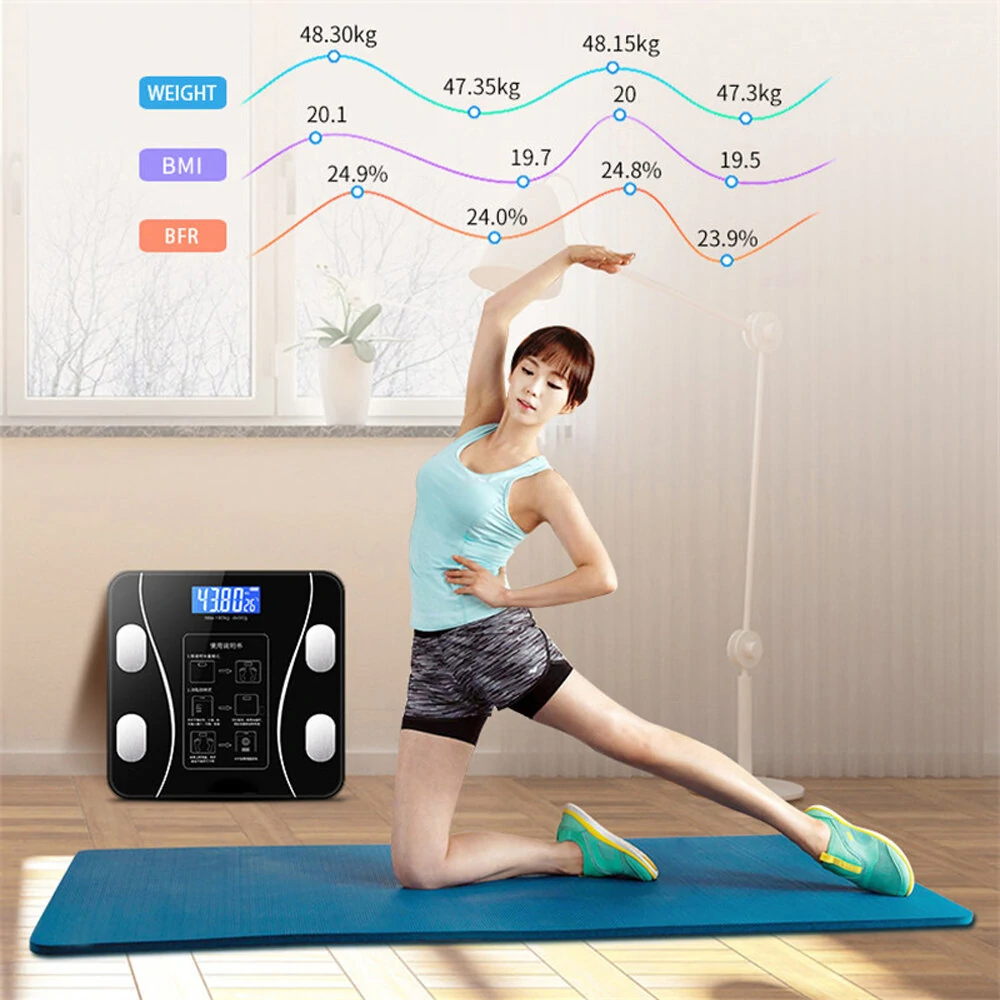 (image for) KALOAD® USB+Solar Powered Body Fat Scale BMI Scales Smart Wireless Digital Bathroom Weight Scale Body Composition Analyzer