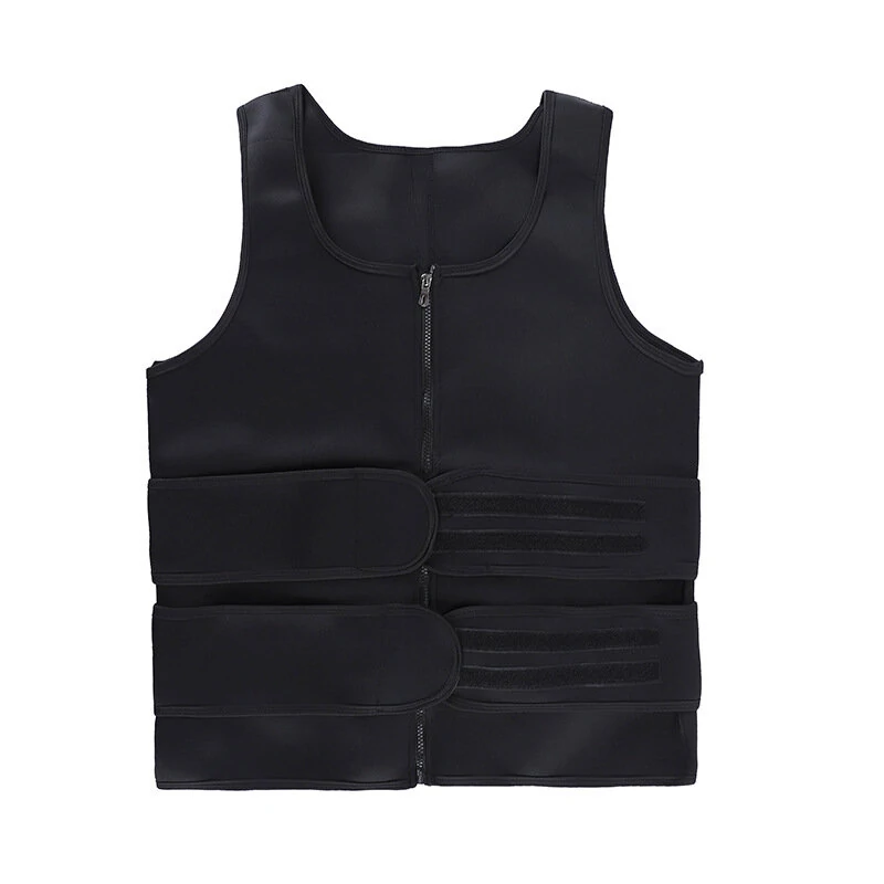 (image for) Men Body Shaper Sweat Suit Double Belt Waist Trainer Abdomen Slimming Sweat Vest Fat Burner Shapewear Tank Tops Fitness Belt
