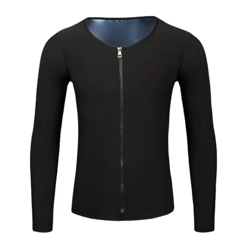 (image for) Men's Sweat Sauna Suit PU Stretch Breathable Sweat Absorbing Zip Up Sportswear for Losing Weight Fitness Running