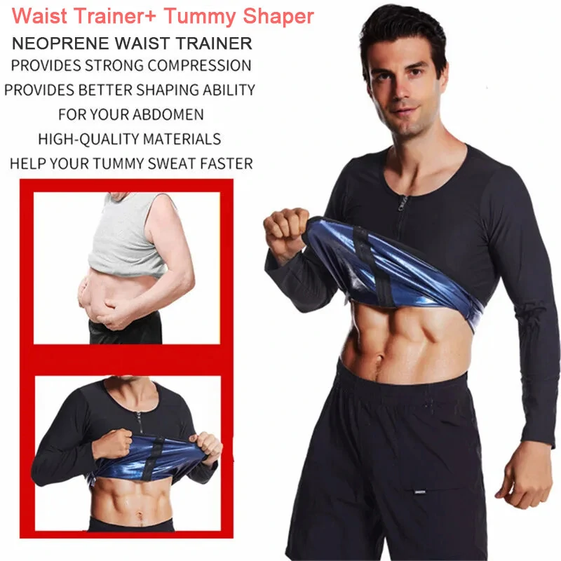 (image for) Men's Sweat Sauna Suit PU Stretch Breathable Sweat Absorbing Zip Up Sportswear for Losing Weight Fitness Running