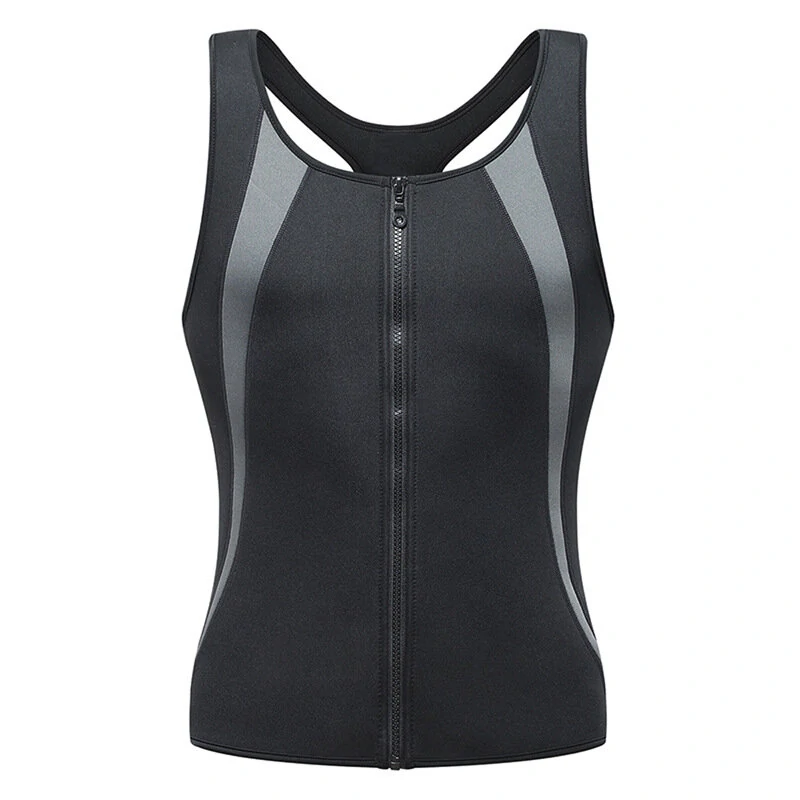 (image for) Men's Sweat Sauna Suit Shaper Stretch Breathable Sweat Absorbing Zip Up Sportswear Fitness Vest for Losing Weight Fitness