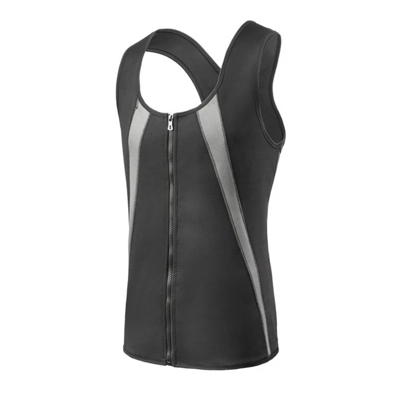 (image for) Men's Sweat Sauna Suit Shaper Stretch Breathable Sweat Absorbing Zip Up Sportswear Fitness Vest for Losing Weight Fitness