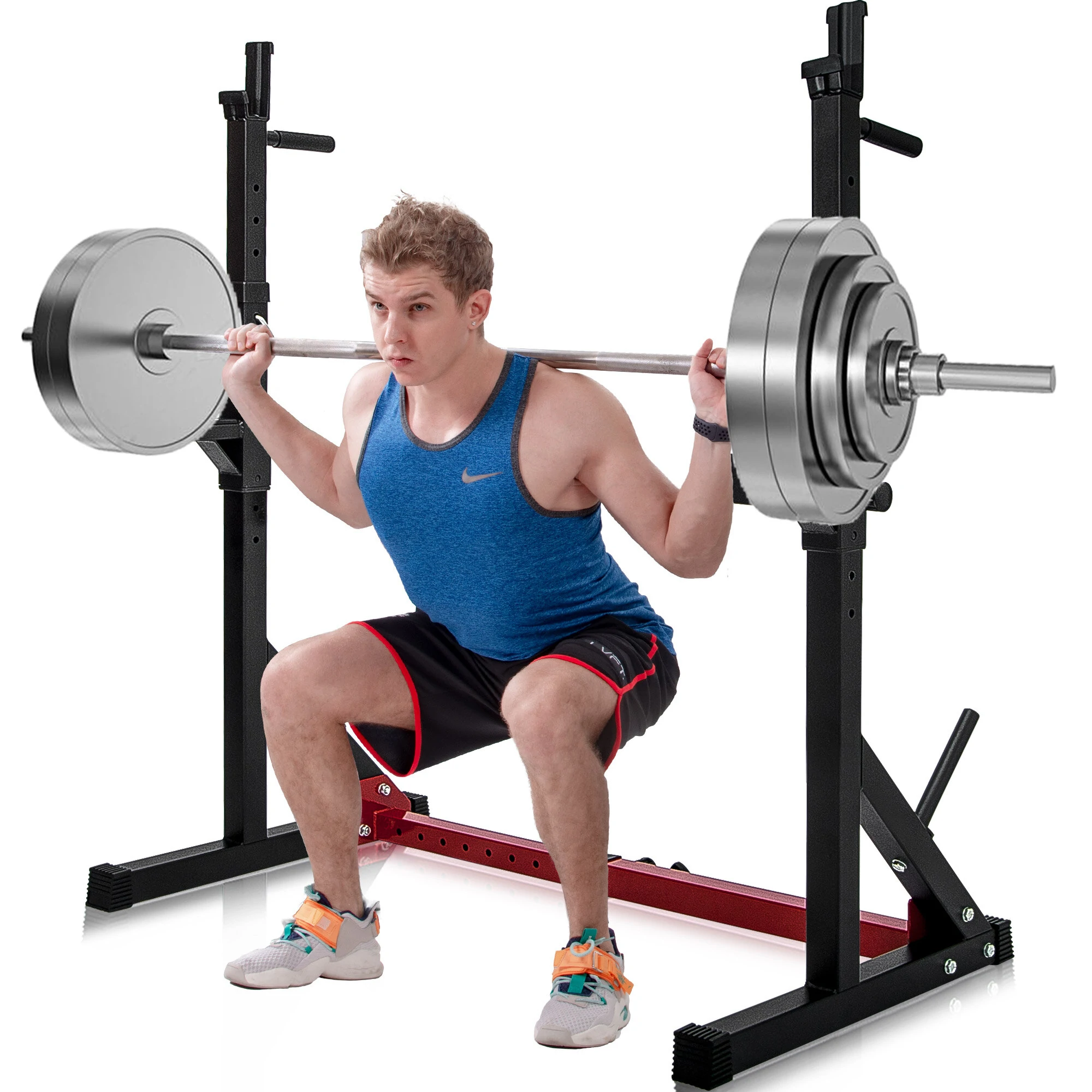 (image for) [US Direct] Dipping Station 43.5~67.5inch High 13 Levels Adjustable Weight Lifting Bench Barbell Stand Fitness Gym Home 550 Pound Loading